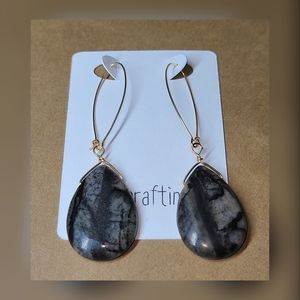 Picasso Jasper Teardrop Handcrafted Dangle Earrings